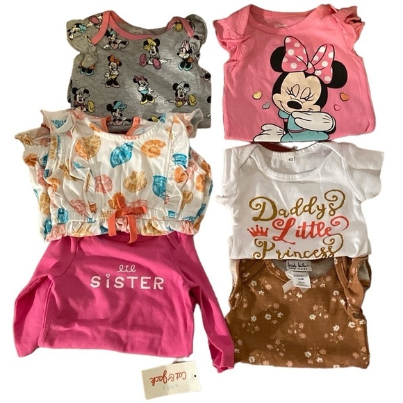 ✨7pcs For $28.00✨ Assorted Bundle Of Infant Girl Onesies Disney Cat + Jack - Picture 1 of 7